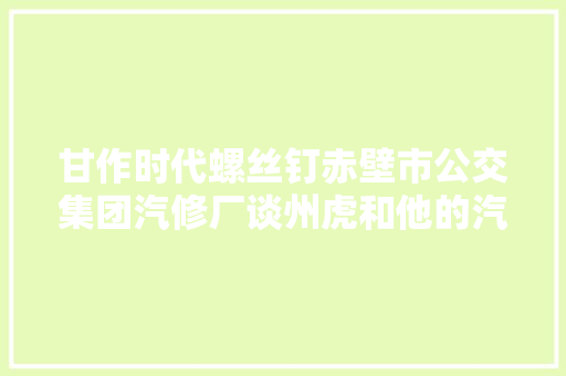 甘作时代螺丝钉赤壁市公交集团汽修厂谈州虎和他的汽修团队侧记