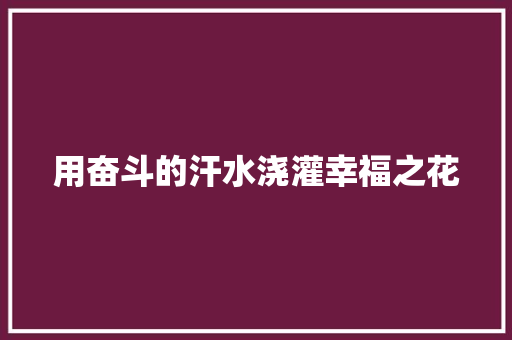 用奋斗的汗水浇灌幸福之花