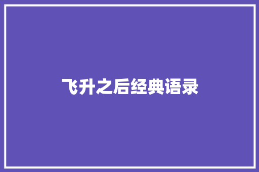 飞升之后经典语录
