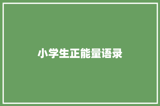小学生正能量语录