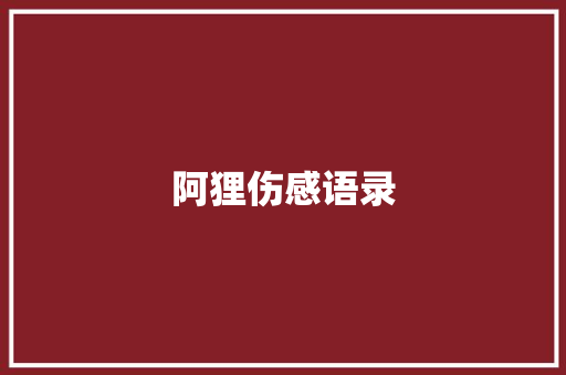阿狸伤感语录