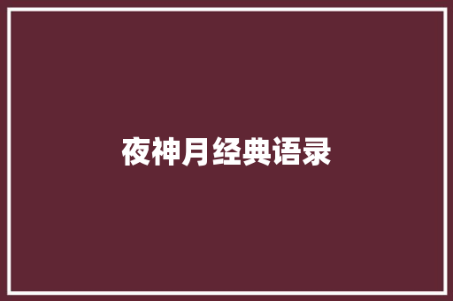 夜神月经典语录
