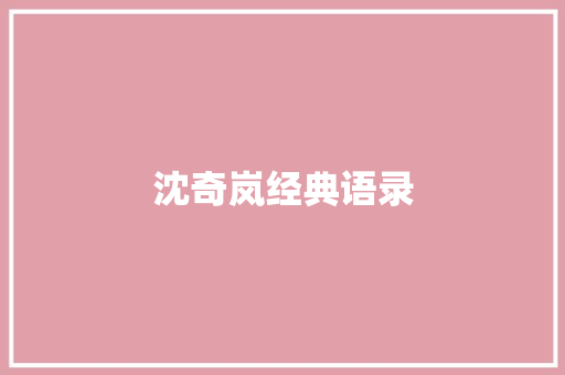 沈奇岚经典语录