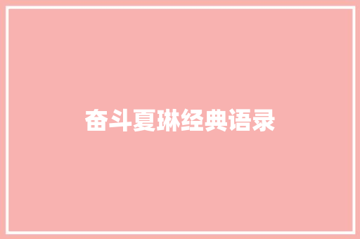 奋斗夏琳经典语录