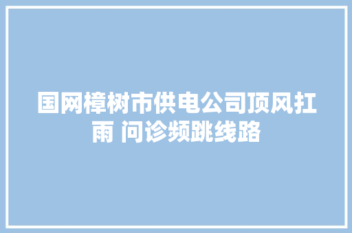 国网樟树市供电公司顶风扛雨 问诊频跳线路 汽车知识
