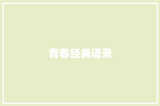 青春经典语录