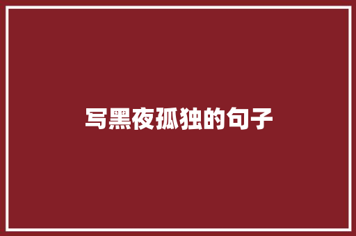 写黑夜孤独的句子