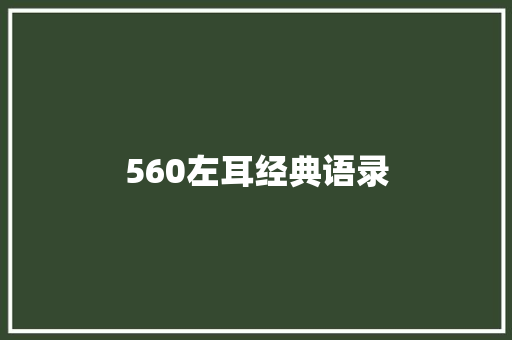 560左耳经典语录 知识百科