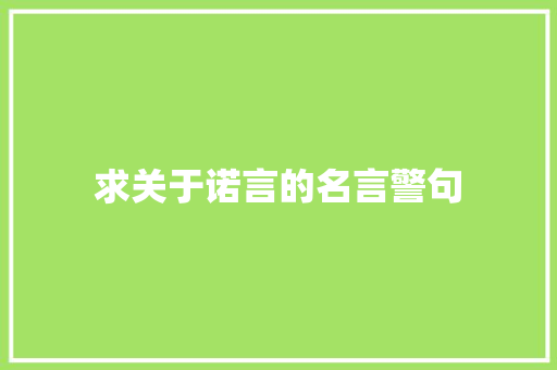 求关于诺言的名言警句