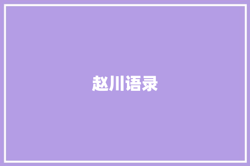 赵川语录
