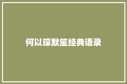 何以琛默笙经典语录