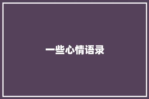 一些心情语录