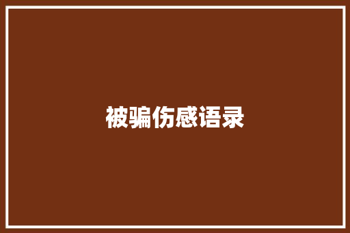 被骗伤感语录