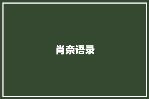 肖奈语录