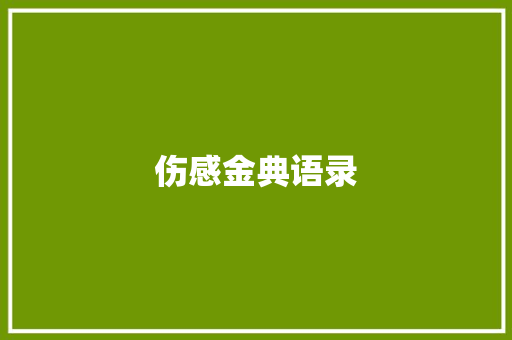 伤感金典语录
