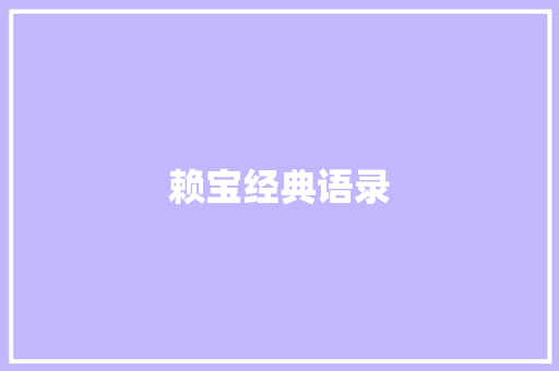 赖宝经典语录