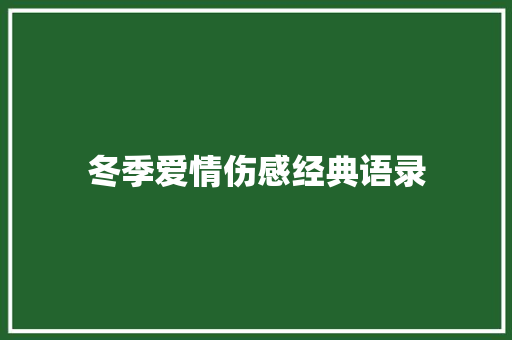 冬季爱情伤感经典语录