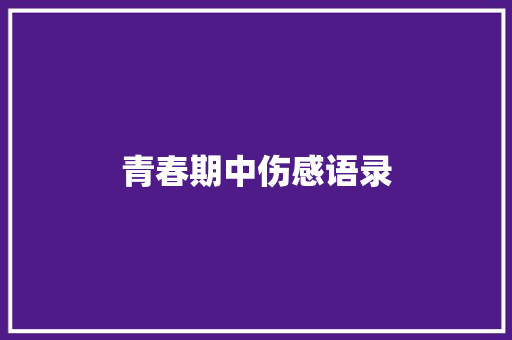 青春期中伤感语录