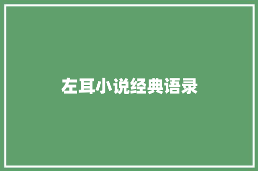 左耳小说经典语录