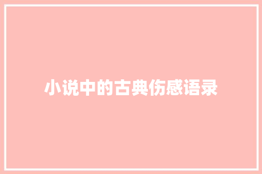 小说中的古典伤感语录