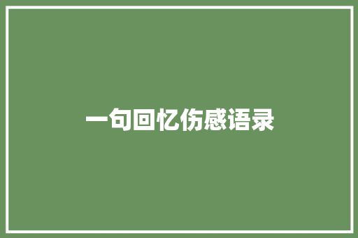 一句回忆伤感语录