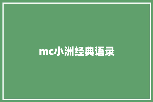 mc小洲经典语录