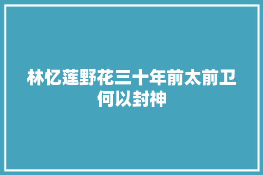 林忆莲野花三十年前太前卫何以封神