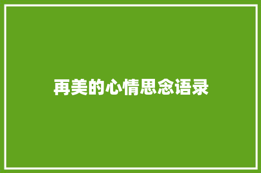 再美的心情思念语录