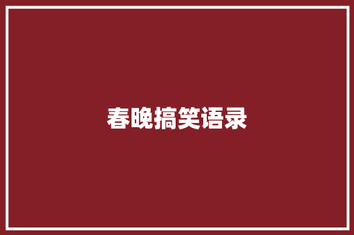 春晚搞笑语录