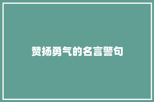 赞扬勇气的名言警句