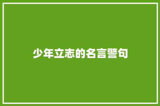 少年立志的名言警句