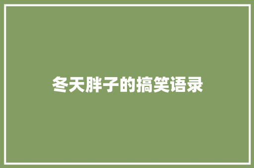 冬天胖子的搞笑语录