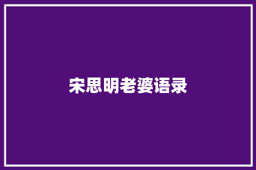 宋思明老婆语录