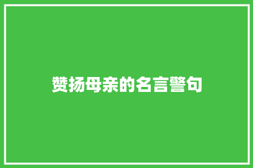 赞扬母亲的名言警句