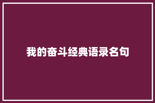 我的奋斗经典语录名句
