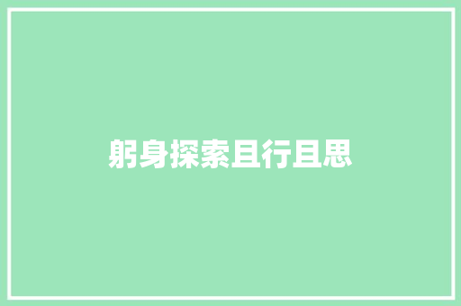 躬身探索且行且思