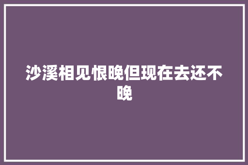沙溪相见恨晚但现在去还不晚