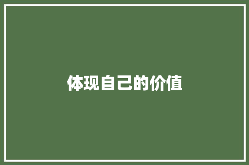 体现自己的价值
