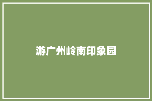 游广州岭南印象园