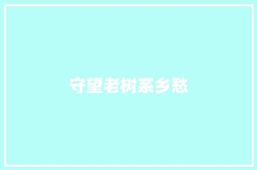 守望老树系乡愁