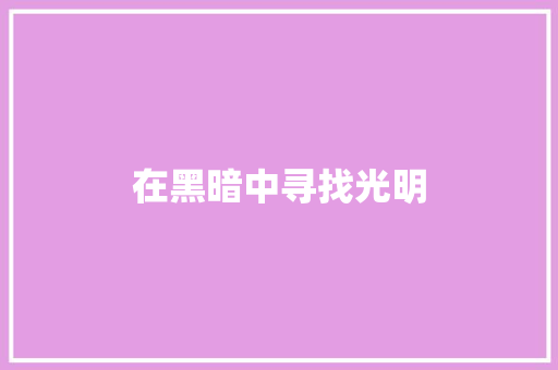 在黑暗中寻找光明