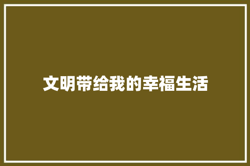 文明带给我的幸福生活