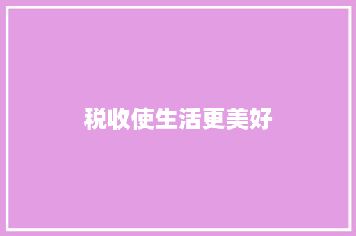 税收使生活更美好