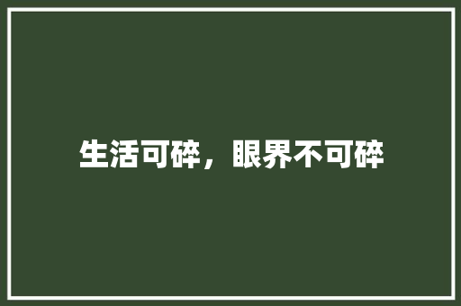 生活可碎，眼界不可碎