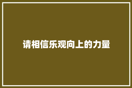 请相信乐观向上的力量