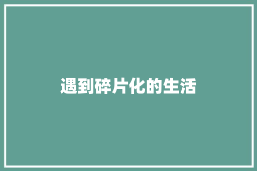 遇到碎片化的生活