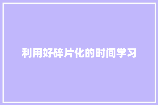 利用好碎片化的时间学习
