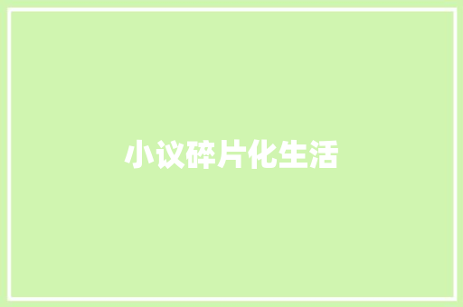 小议碎片化生活