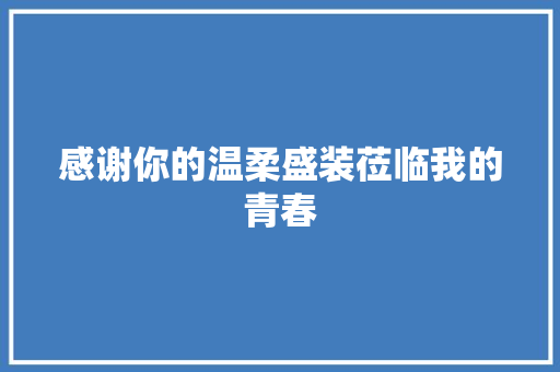 感谢你的温柔盛装莅临我的青春