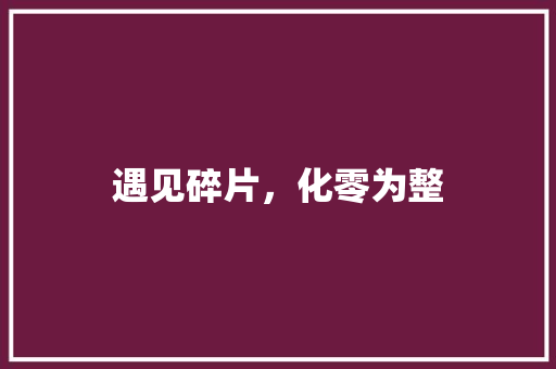 遇见碎片，化零为整